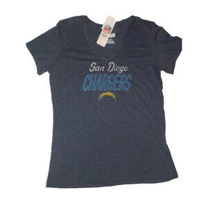 NWT San Diego Chargers NFL Blue V-Neck Team Apparel Logo T-Shirt Women's XL